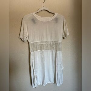 LA PERLA Mini‎ Tee Shirt Dress Lace Chemise Sz Small Off White Silk Blend